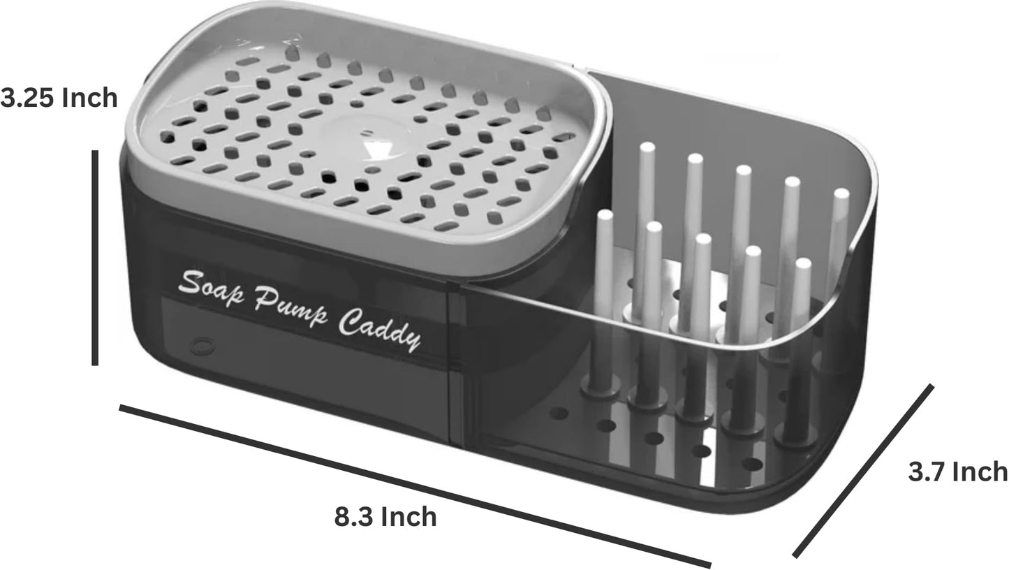 Refiner and Fuller Dish soap Pump Dispenser Sink Kitchen Caddy Organizer Set with Sponge Included. 3 in 1 Convertible Multi Storage Holder for sponges, Scrubs, Brushes More.