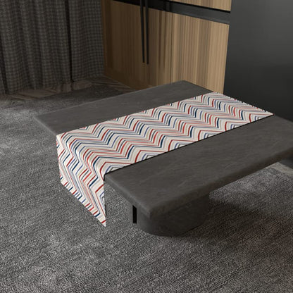 Lila Zigzag Velvet Table Runner, a Plush Multicolor 35x140 cm Decorative Centerpiece with a Stylish and Modern Chevron Pattern, adds a Luxurious Texture to a Classic Design
