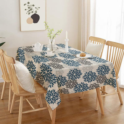 INTEX HOME Linen Velvet Floral Tablecloth, Textured Fabric for Elegant Dining, Special Occasions and Home Decor, Ultra-Soft, Wrinkle-Resistant, Spill-Proof, 130 x 190 cm, Black and Grey