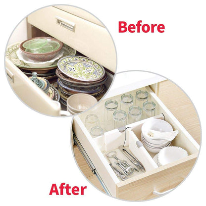 Other Drawer Dividers Pack of 4 Expandable Adjustable Dresser Drawer Organizers With Anti Scratch Foam Edges, White