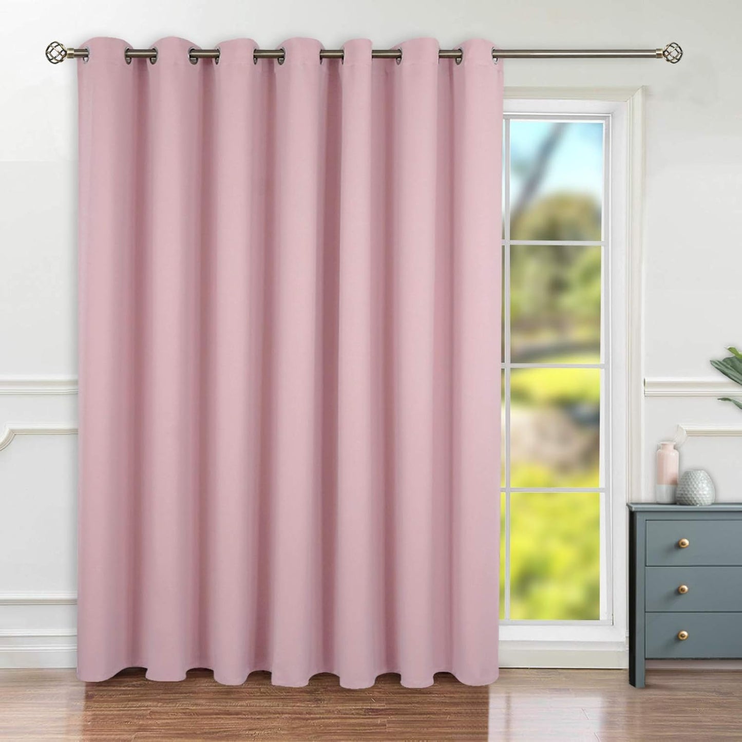 INtex CURTAINS HOUSE Blackout Curtains - Soft Peachy Texture Thermal Insulating Curtains-Silver Steel Grommets Blackout For Living Rooms And Bedrooms - Single Panel 135W X 230L CM Black