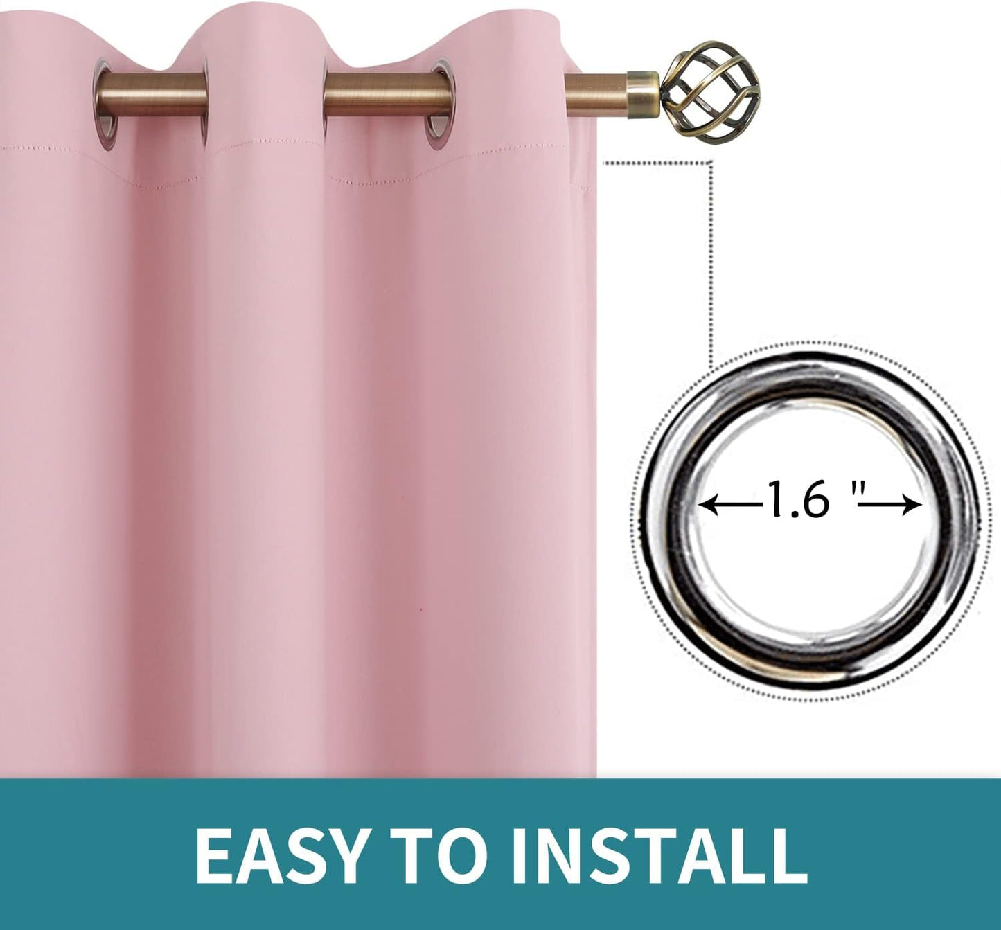 INtex CURTAINS HOUSE Blackout Curtains - Soft Peachy Texture Thermal Insulating Curtains-Silver Steel Grommets Blackout For Living Rooms And Bedrooms - Single Panel 135W X 230L CM Black