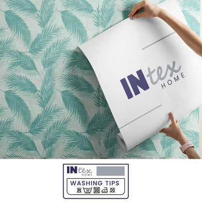 INTEX HOME Linen Velvet Cushion Set, Bella Leaf Pattern, Premium Soft Fabric, 40×40 cm, Turquoise, Elegant Living and Dining Room Decor, Comfortable and Durable Accent Pillows, 2 Pieces