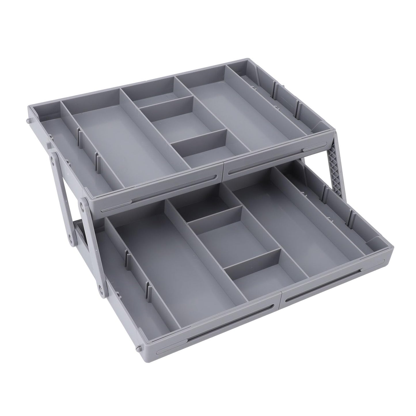 Drawer Organizer, Multi Level Expandable Desk Organizer Tray, Collapsible Storage Trays for Jewelry and Cosmetics Storage, Versatile for Dressing Table, Bathroom (2 Layers)