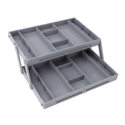 Drawer Organizer, Multi Level Expandable Desk Organizer Tray, Collapsible Storage Trays for Jewelry and Cosmetics Storage, Versatile for Dressing Table, Bathroom (2 Layers)