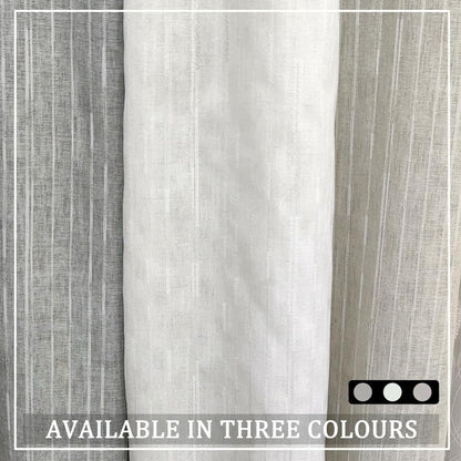 Intex CURTAINS HOUSE Natural Semi Sheer Linen Curtains for Living Room – Light Filtering Drapes with Steel Grommets and Random White Stripes, One Panel - Off-White - 200W x 230L CM