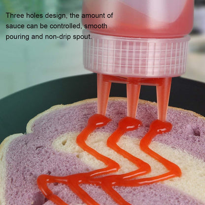 3 Pcs Condiment Squeeze Bottle, 3 Hole Plastic Squeeze Dispenser Bottles for Ketchup Hot Sauces Olive Oil 16 Oz