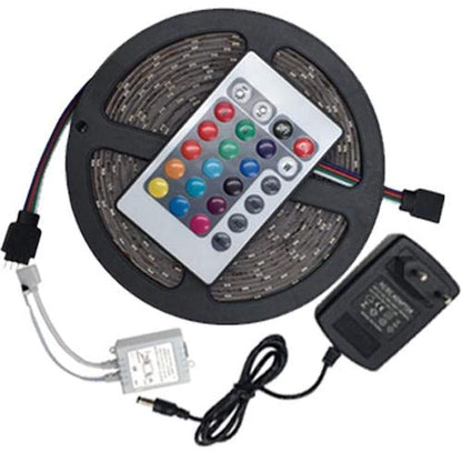 5m LED Strip lights 3528 water resistant RGB with Remote Control and power adapter