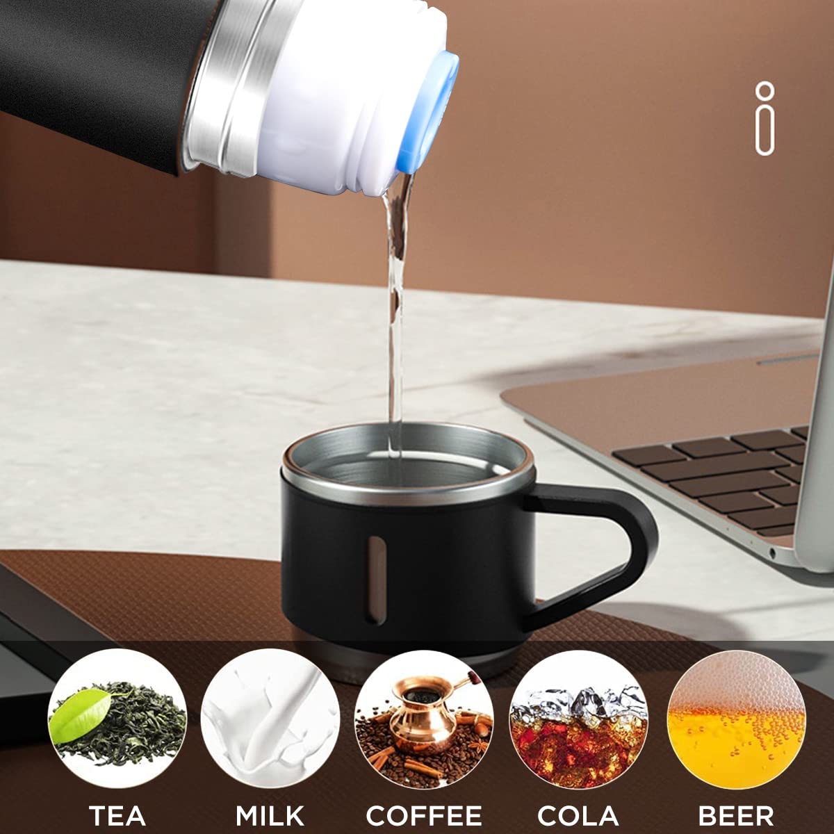 Coffee Thermos Stainless Steel Vacuum-Insulated Water Bottle, 500ml, Double-Wall Thermal Flask, Hot and Cold Beverage Container, Ideal for Travel and Office Use