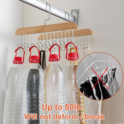 Plowatxi 3 Pack Wooden Multi-Hook Hanger for Closet Organizer, Anti-Slip, 360° Rotating, U Shape, Sturdy, Space Saving, Perfect for Belts, Vests, Ties, Bras, Underwear, Hats, Scarves