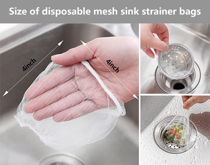 Vlwltl 200 PCS Disposable Kitchen Sink Drain Strainer Mesh Bag Fits Sink Strainer for Collecting Kitchen Food Waste Leftover Garbage