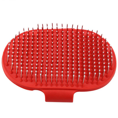 Hongzer silicone pet brush, round silicone pet bathing hair grooming cleaning massage brush dogs cats comb supplies(red)