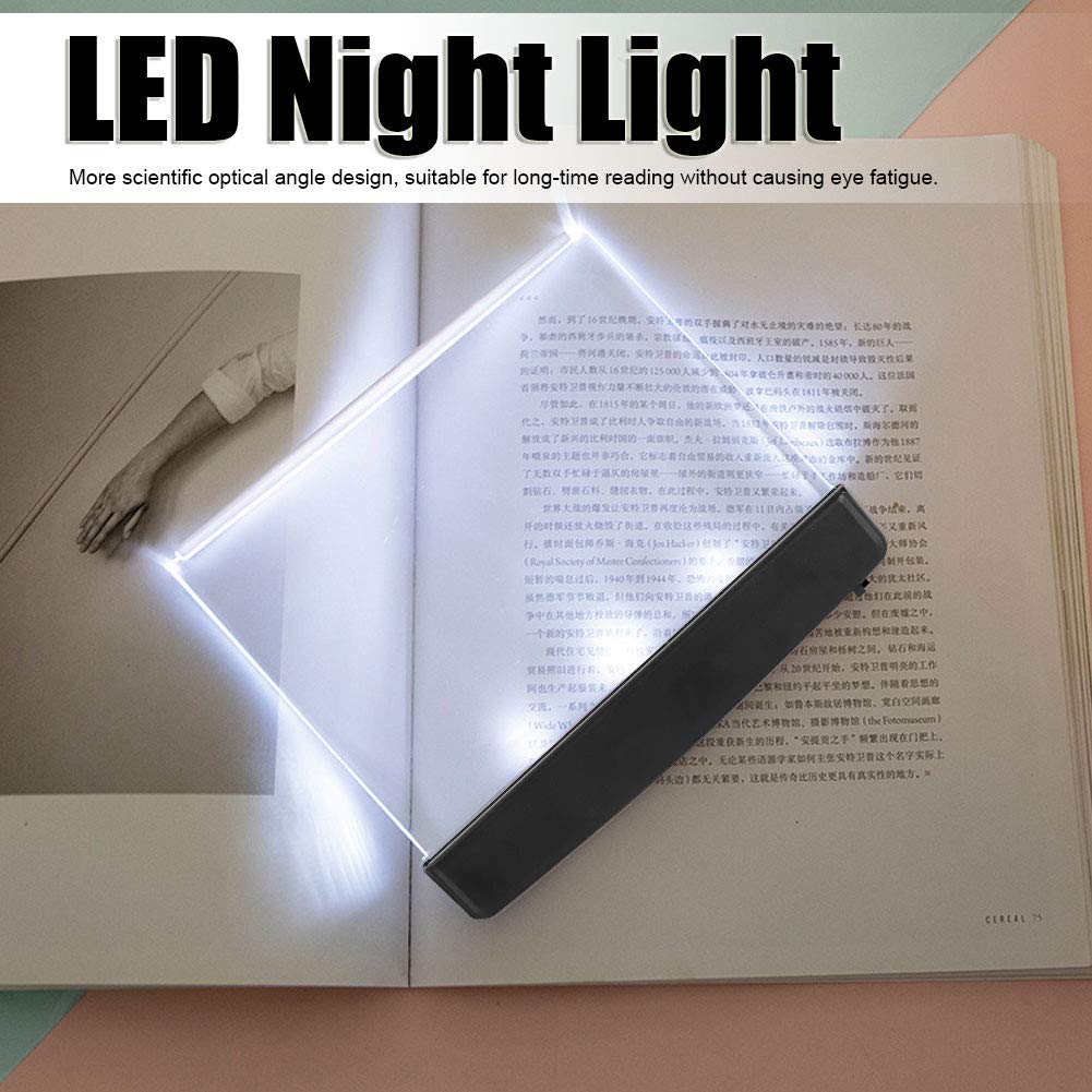 Jenngaoo Book Light, LED Flat Plate Book Light Eye Protection Portable Reading Night Lamp Study Light Bookmark Light for Reading in Bed