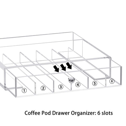 Acrylic K-Cup Holder with Drawer, Clear Pod Organizer Case, Holds up to 36 Capsules, Space-Saving Storage Drawer for Kitchen Counter, Coffee Station, and Office Use