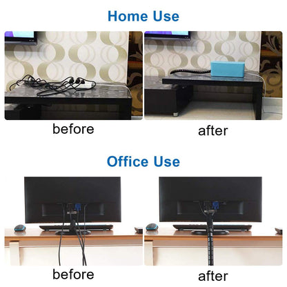 Cable Management Sleeve,2M Cable Bundler Manager with Cord Organizer Clip, DIY Flexible Coiled Tube -Diameter 22m/0.87 inch -Spread Width 2.75inch- Black