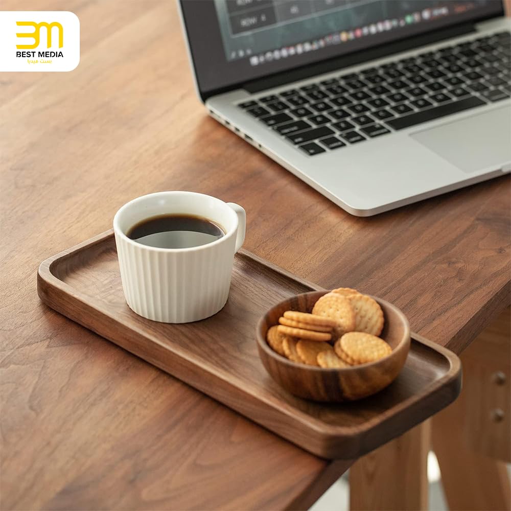 Solid Wood Serving Tray, Rectangular 30x13cm Platter for Bathroom, Tea, Coffee, Snacks or Dinner Use, Rustic Wooden Display Tray for Home, Vanity, Spa or Kitchen Countertop - Brown