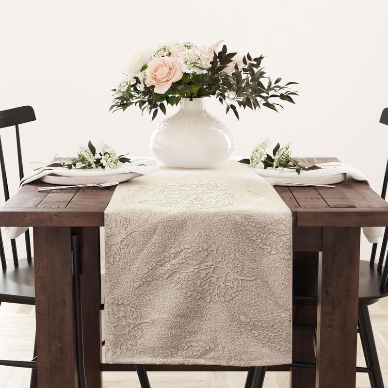 INtex Home Linen Table Runner, DAS Printed Rectangle Design for Reception Kitchen and Living Room Tables, for Dining and Home Décor Enhancements, 1 Pc - 45x140 cm - Caffee Latte