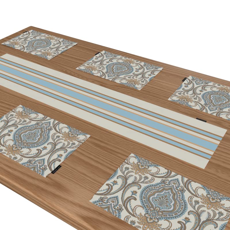 مجموعة مفارش طاولة من القماش الملكي مكونة من 6 قطع، مفارش طاولة متعددة الألوان، كل منها 45 × 30 سم، متينة وقابلة للغسل بنمط متطور، مثالية لإنشاء منظر طاولة أنيق وفخم