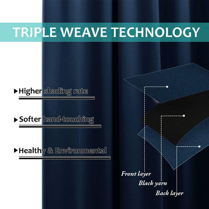 100% Blackout curtains - thermal insulated blackout fabric - two layers fully darkness curtain
