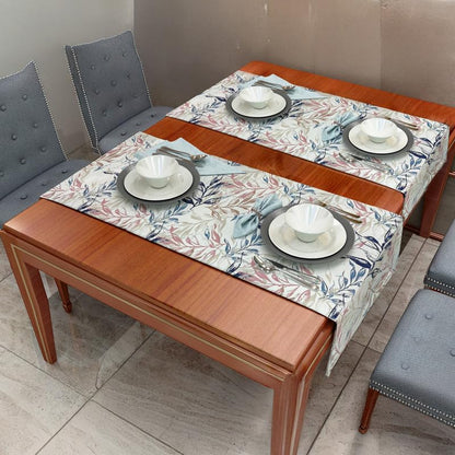 INtex HOME Linen Velvet Table Runner, 45 x 130 cm, Modern Leaves Design, Elegant Rectangular Tablecloth for Dining, Living Room and Kitchen, Soft, Durable - Café x Brown - Single Piece