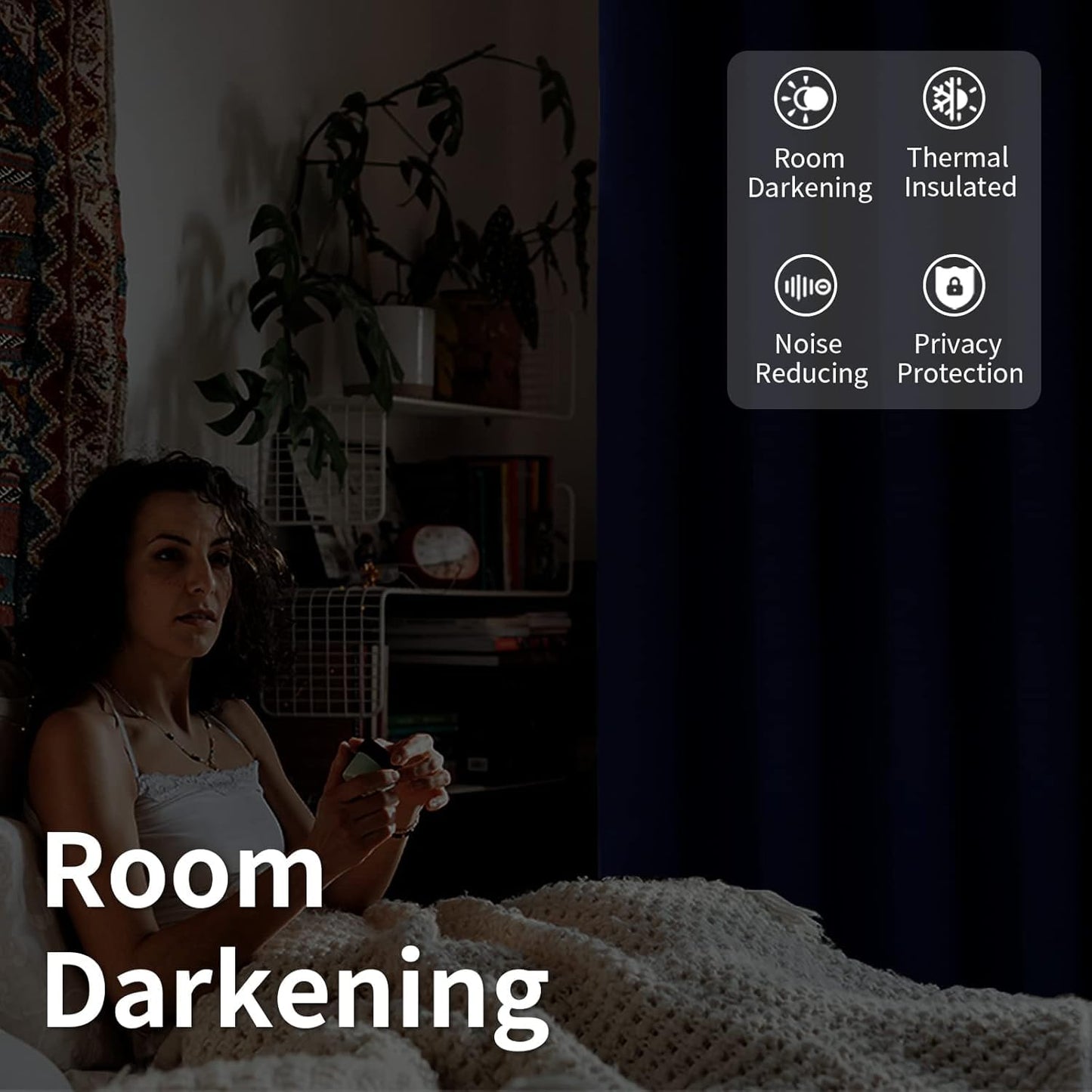 INtex CURTAINS HOUSE Blackout Curtains - Soft Peachy Texture Thermal Insulating Curtains-Silver Steel Grommets Blackout For Living Rooms And Bedrooms - Single Panel 135W X 230L CM Black