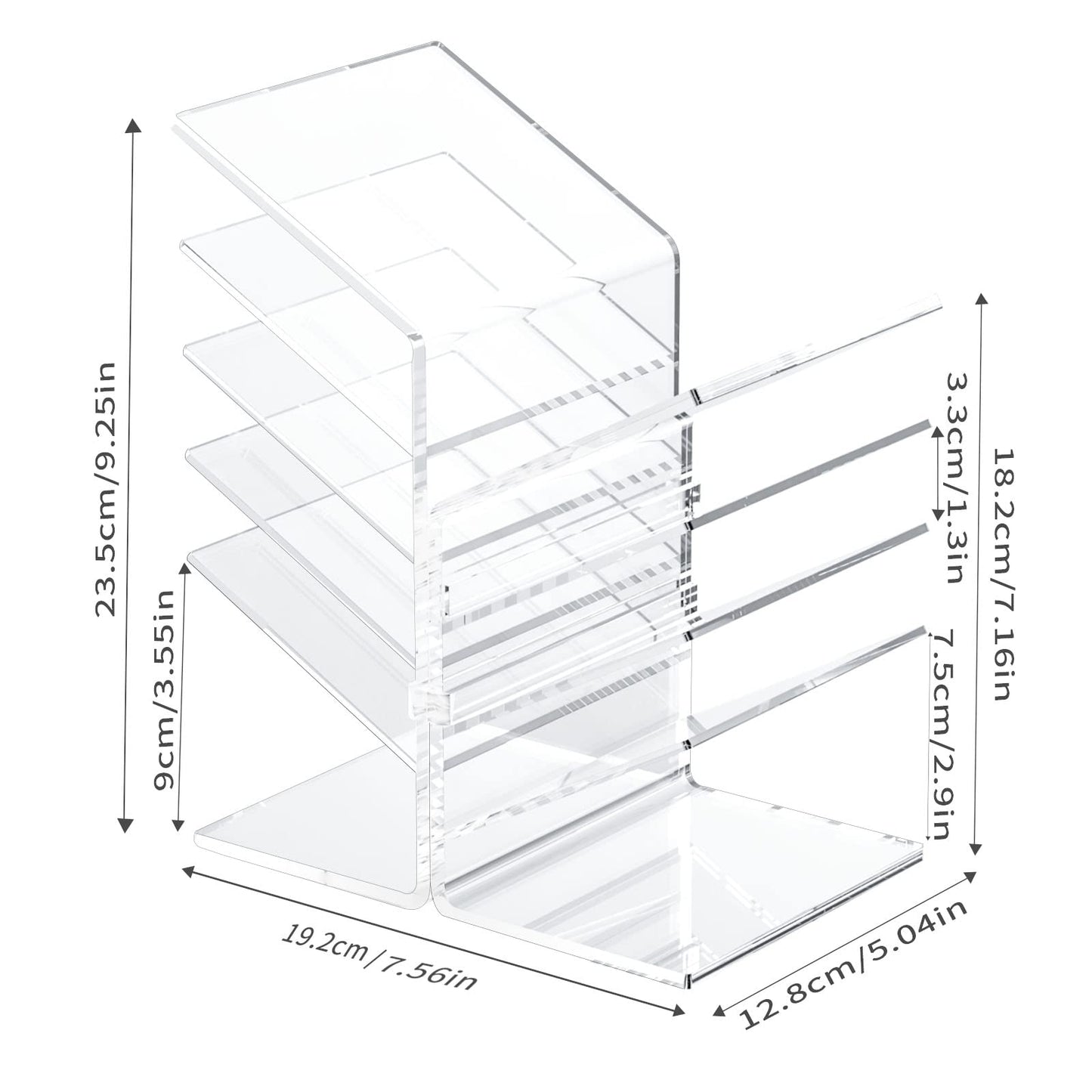 10-Section Acrylic Makeup Organizer for Desktop and Drawer, Clear Storage Tray for Eyeshadow Palettes, Lipstick, and Pressed Powder, Elegant Vanity and Cosmetics Display Holder