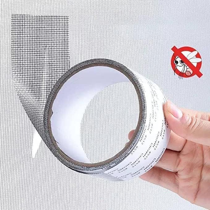 2m Roll Window Screen Repair Stickers Total 19.68Ft Polyurethane(PU) Window and Door Screen Repair Tape Self Adhesive Waterproof Mesh Tape