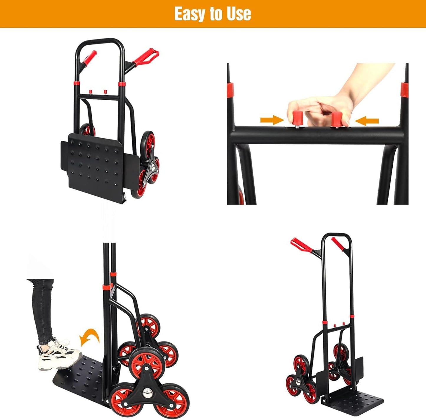 CROWN CTT-SA150 Stair Climber Hand Truck Dolly, Cart for Shopping, Heavy Duty Stair Climber Dolly with Adjustable Telescoping Handle，6 Durable Rubber Wheels by circle tools