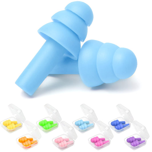 Szlishuo Reusable Silicone Earplugs, 8 Pairs of Noise Reduction Ear Plugs, Suitable for Sleeping, Swimming, Snoring, Concerts, Airplanes, Travel, Work, Noisy Places