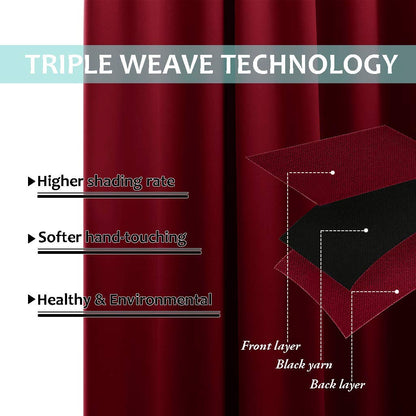 100% Blackout curtains - thermal insulated blackout fabric - two layers fully darkness curtain