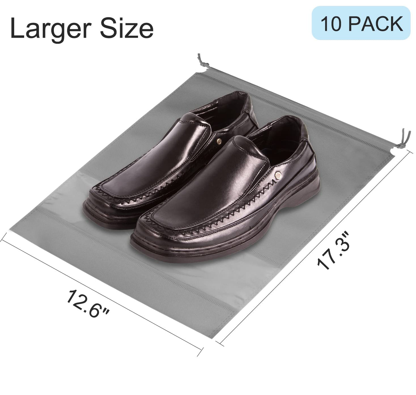 Ynaize 10PCS Travel Shoe Bags with Rope Large Shoes Storage Organizers Pouch for Men and Women Clear Drawstring Bags, Grey, Stylish Pattern
