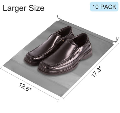 Ynaize 10PCS Travel Shoe Bags with Rope Large Shoes Storage Organizers Pouch for Men and Women Clear Drawstring Bags, Grey, Stylish Pattern