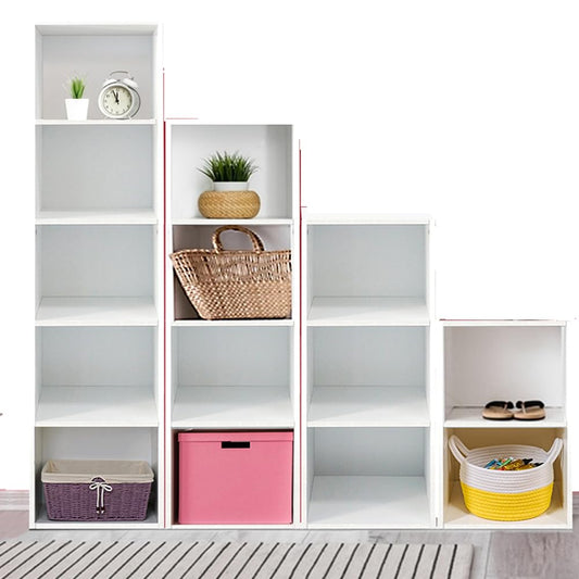 Freestanding Open Storage Shelving Unit, Cube Bookcase with Multiple Tiers, Modern Bookshelf and Display Rack Cupboard for Office or Living Room, Versatile Organizer (White, 5 Tier)