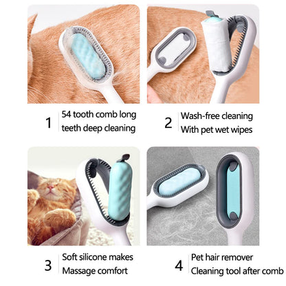 iPeTata Cat Dog Grooming Cleaning Brush Anti static, Multifunctional Pet Grooming Brush for Cats Dogs Rabbits, Pet Fur Remover Tangles and Loose Fur (Pink)