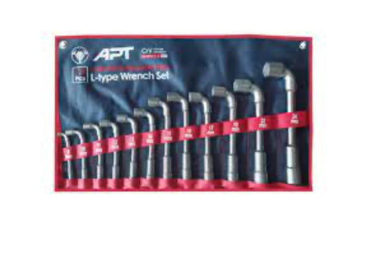 APT HT DW481819-12 6PT/12PT L-Type Socket Wrench 12-Piece Set, 8-24 mm Size