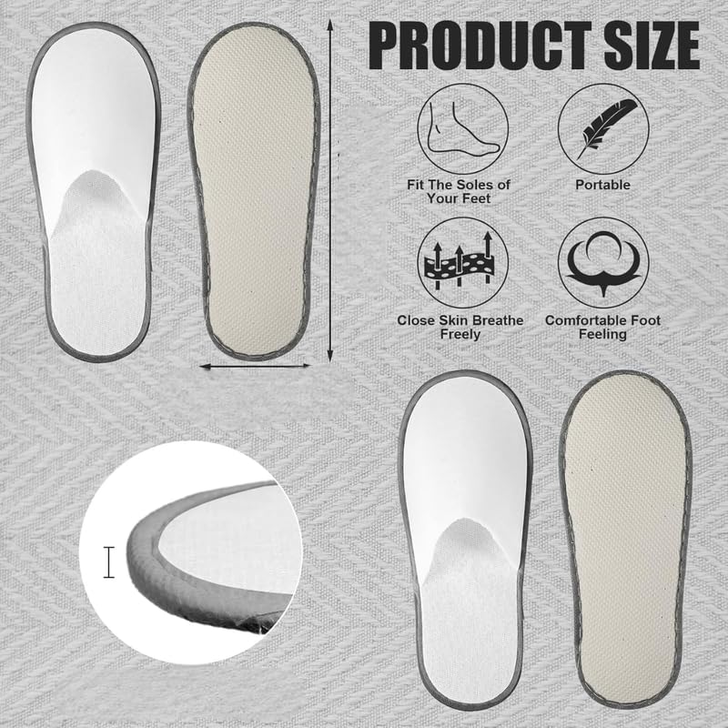INtex HOME Non Slip Hotel Slippers - Disposable Spa Slippers with Anti-Slip Sole Comfortable and Hygienic Guest Slippers for Hotel Spa and Travel - 2 Pairs, One Size