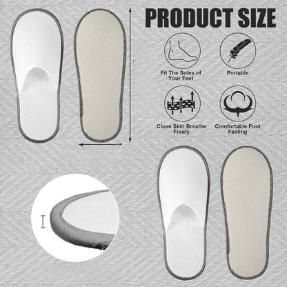 INtex HOME Non Slip Hotel Slippers - Disposable Spa Slippers with Anti-Slip Sole Comfortable and Hygienic Guest Slippers for Hotel Spa and Travel - 2 Pairs, One Size