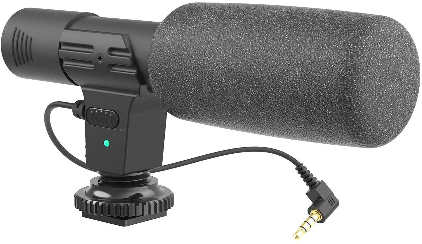 CROWNVIZ Camera Video Recording Vlogging Kit for Video Making, Mic, Mini Tripod Stand, LED Light & Phone Holder Clip for Making Videos Podcasting