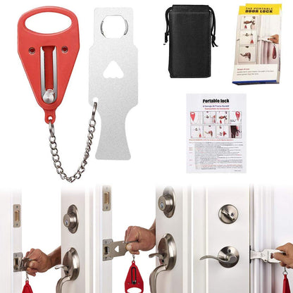 Portable Door Lock Travel Lock Additional Safety and Privacy Lock Security Personal Protection for Traveling Home Apartment Living Hotel Motel