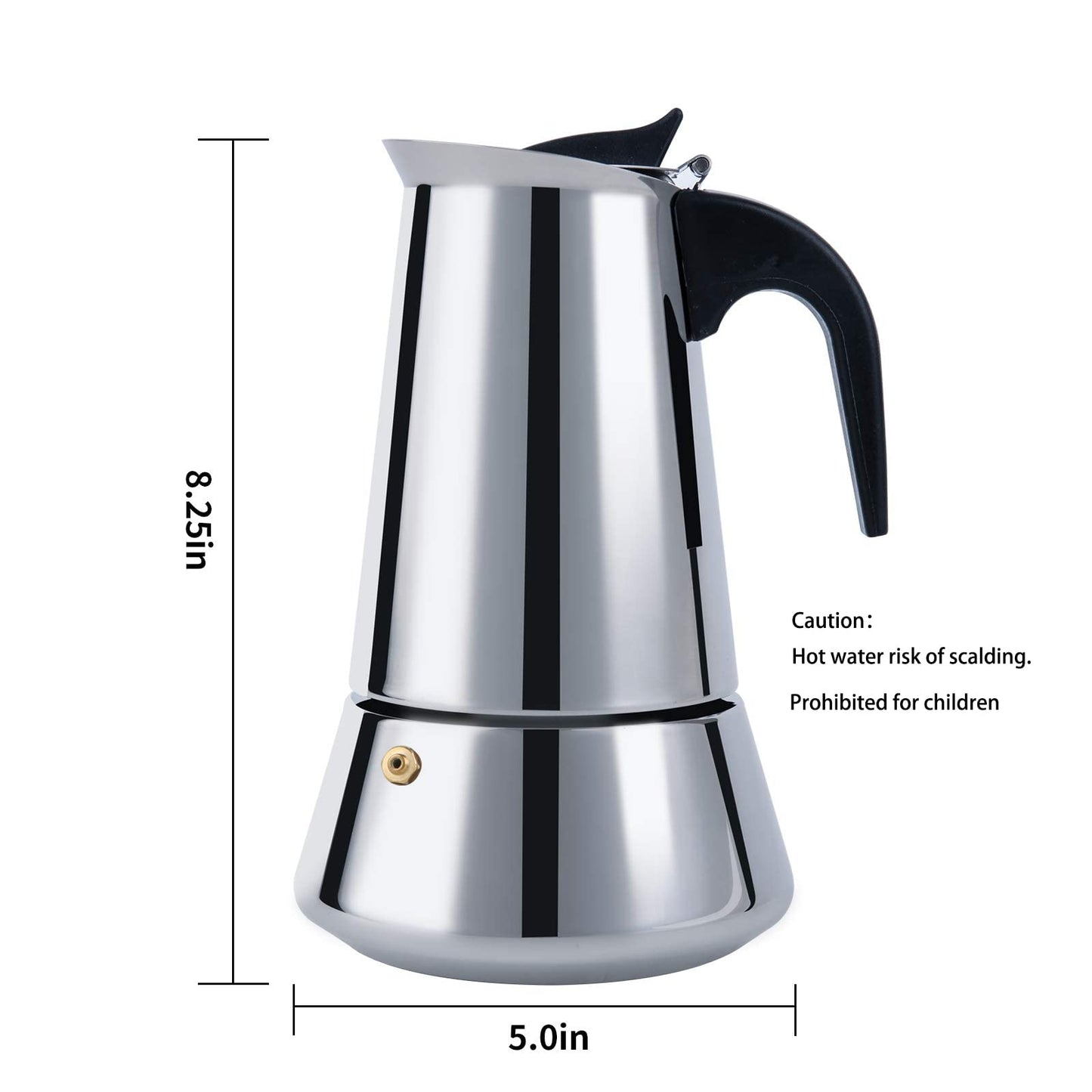 FCUS Stovetop Espresso Maker, 4cup/200ml Greca Coffee Maker Moka Pot, Stainless Steel Espresso Maker - Induction Compatible