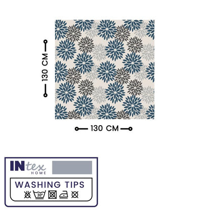 INTEX HOME Linen Velvet Floral Tablecloth, Textured Fabric for Elegant Dining, Special Occasions and Home Decor, Ultra-Soft, Wrinkle-Resistant, Spill-Proof, 130 x 190 cm, Black and Grey