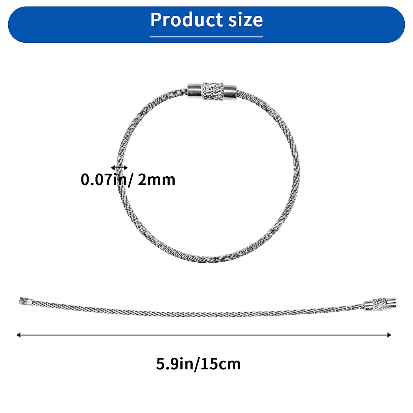 20PCS Key Chain Rings 5.9in Keyring Stainless Metal Rings 2mm Heavy Duty Key Ring for Crafts Key Ring for Hanging Luggage Tag, Keyrings and Id Tag Keepers(Silber)