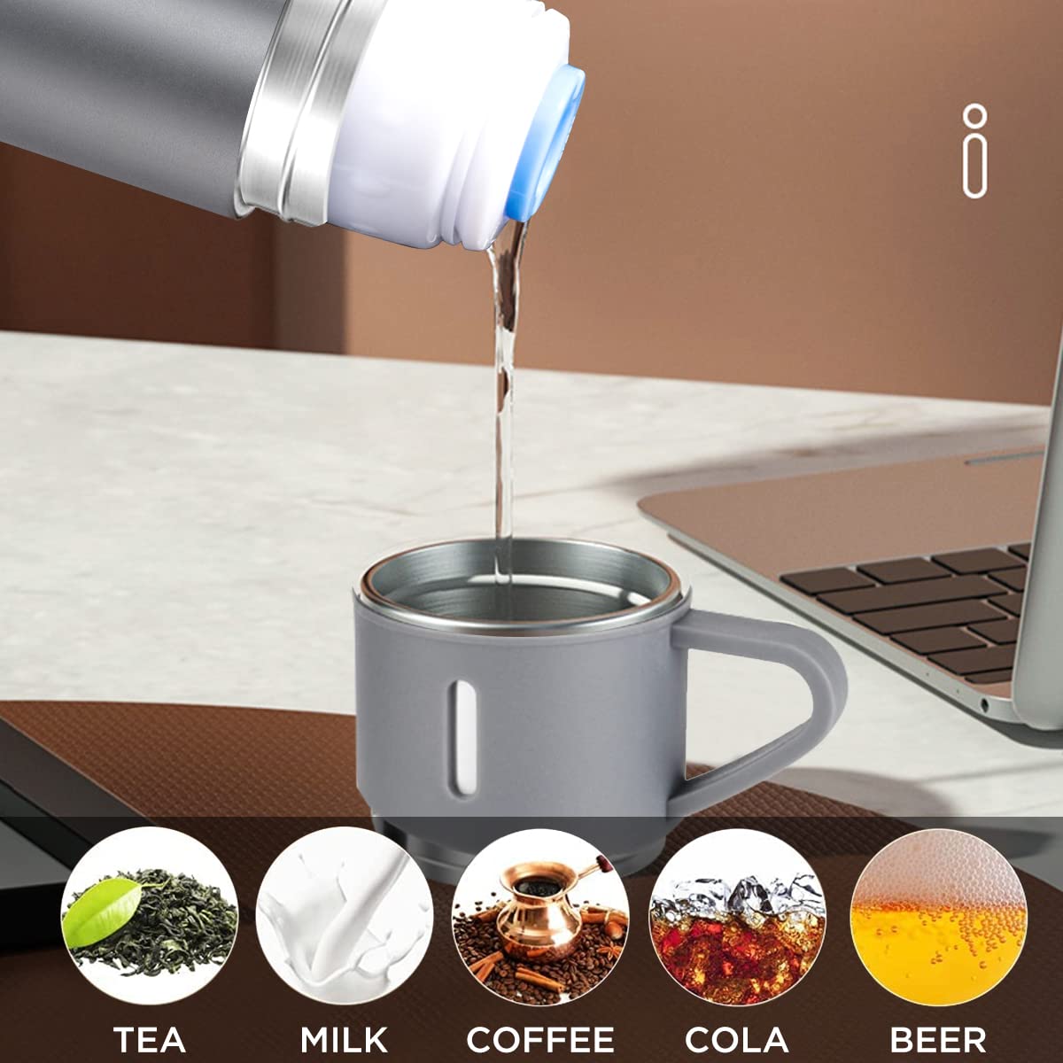 Coffee Thermos Stainless Steel Vacuum-Insulated Water Bottle, 500ml, Double-Wall Thermal Flask, Hot and Cold Beverage Container, Ideal for Travel and Office Use