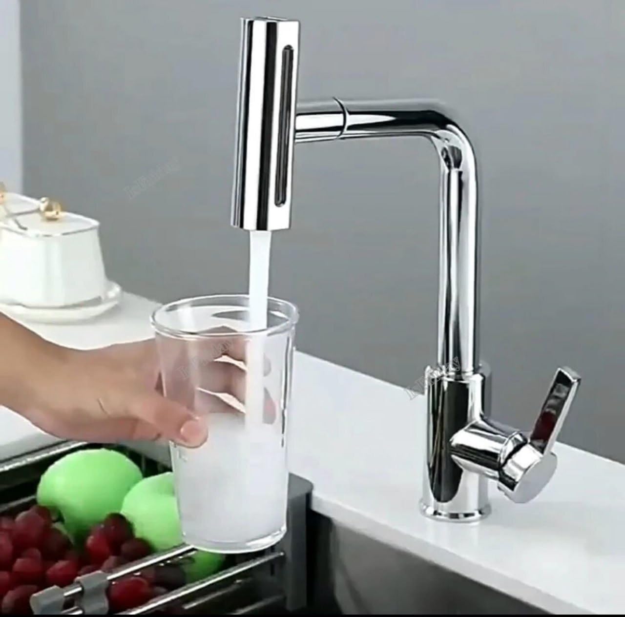 VIVUE Waterfall Kitchen Faucet | 3 in 1 360° Swivelling Waterfall Kitchen Tap with Pull Down Sprayer | Kitchen Faucet with Universal Multifunction Sprayer for Kitchen Tap Bubbler Water Sink Filter