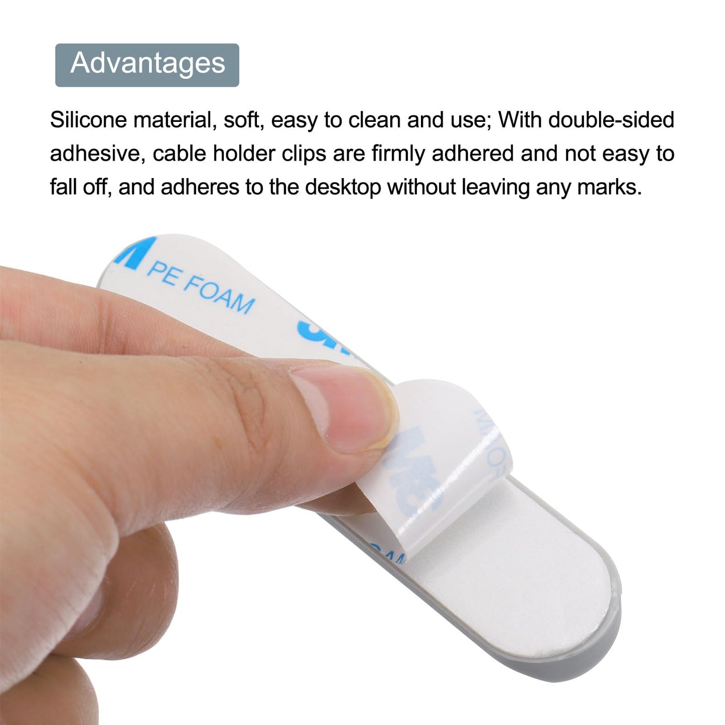 MECCANIXITY Cable Clips Cord Clips Organizer for Desk, 7 Slot Silicone Adhesive Wire Holders Cable Management for USB Cable, Black