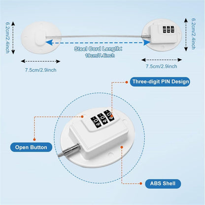 X spring Password Fridge Lock, Self Adhesive Window Restrictor Locks, UPVC No Drilling Refrigerator Lock, Mini Fridge Locks for Kids, Refrigerator Door Locks for Doors, Drawers, Fridges, Windows