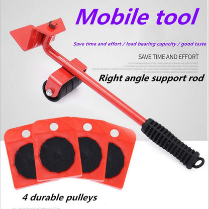 Furniture moving artifact durable furniture lifter household heavy duty universal wheel roller set 5 pieces furniture movers lifter heavy appliance furniture lifting furniture moving tool set (red)