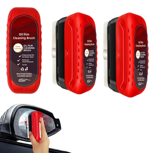 Goodern Automotive Oil Film Cleaning Brush,3PCS Car Glass Oil Film Remover,All in One Wipe on Oil Film Remover for Windshield,Anti-rain Fog Cleaning Glass Brush Improves Clarity and Visibility
