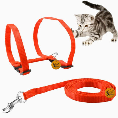 Sage Square Soft Adjustable Harness with Leash Rope Set for Cat/Kitten of Nylon (Orange)