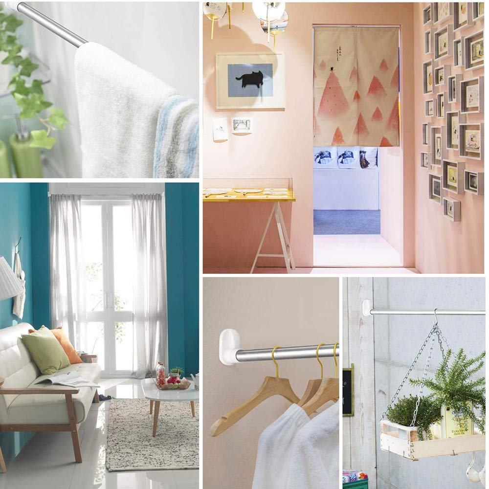 Curtain Rod ? Extendable Stainless Steel Curtain Pole Telescopic Tension Rod with No Drilling, Hanging Rail for Window Bathroom Shower Wardrobe Doorway, Adjustable Length 110-200 cm